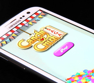 Johor, Malaysia - Jan 1, 2014: Photo of Candy Crush Saga game on a smartphone screen. Candy Crush Saga is famous game on Jan 1, 2014 in Johor, Malaysia.